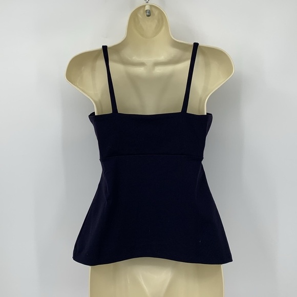 Susana Monaco String square flared tank top shirt blouse jersey navy blue new L - Picture 3 of 5